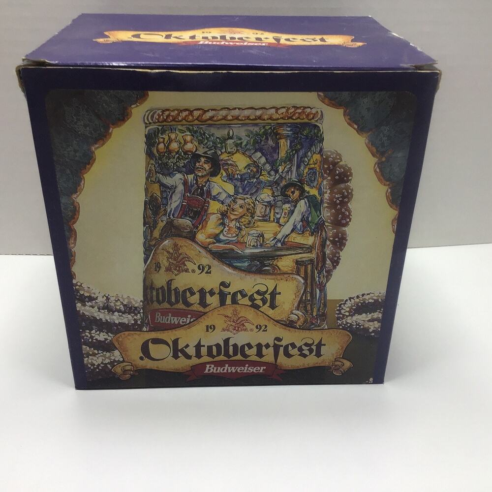 1992 Budweiser Oktoberfest Beer Stein Pretzel Handle Ceramarte CS185 NIB